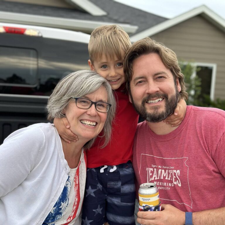 Photo of me with my son and grandson